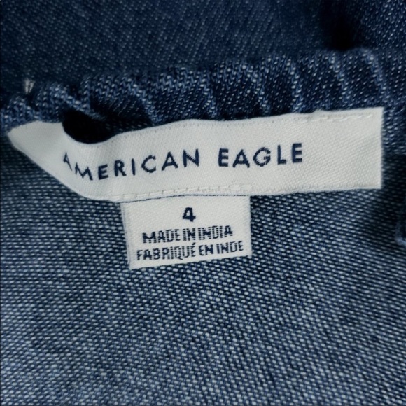 American Eagle Outfitters thin wide leg chambray overalls sz 4 - Picture 3 of 7
